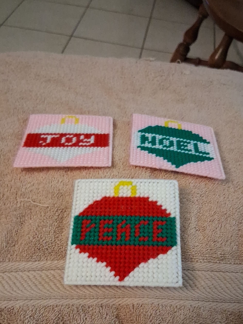 Handmade Red and Green Holiday Ornaments - Set Of 3